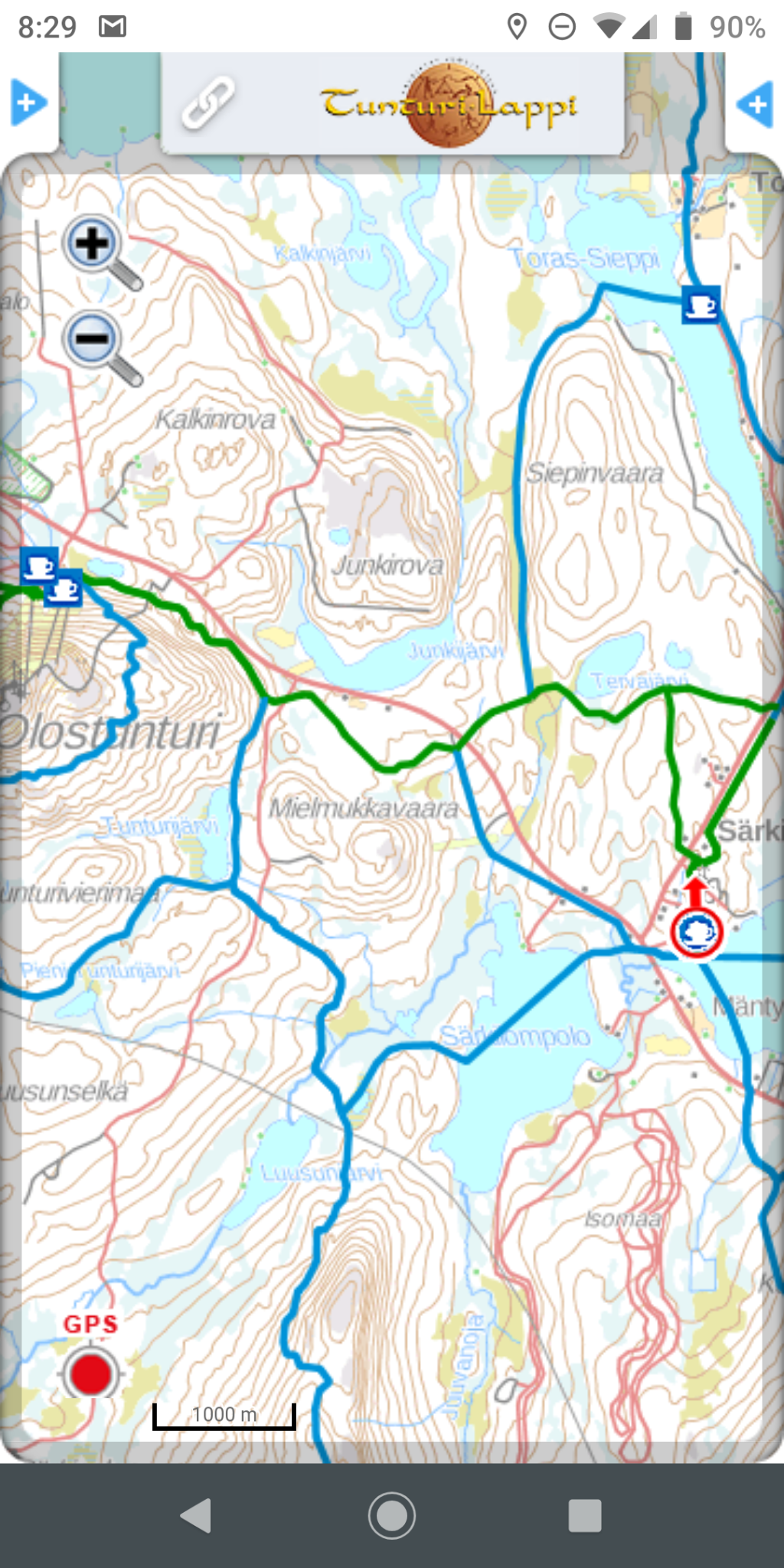 App showing the grooming status of ski trails